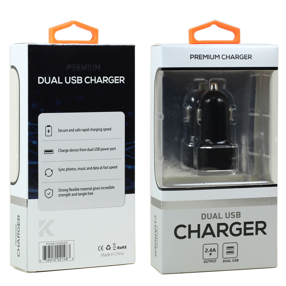 ''2.4A Dual 2 Port Car Charger for Phone, Tablet, SPEAKER, Electronic (Car - Black)''''''''''